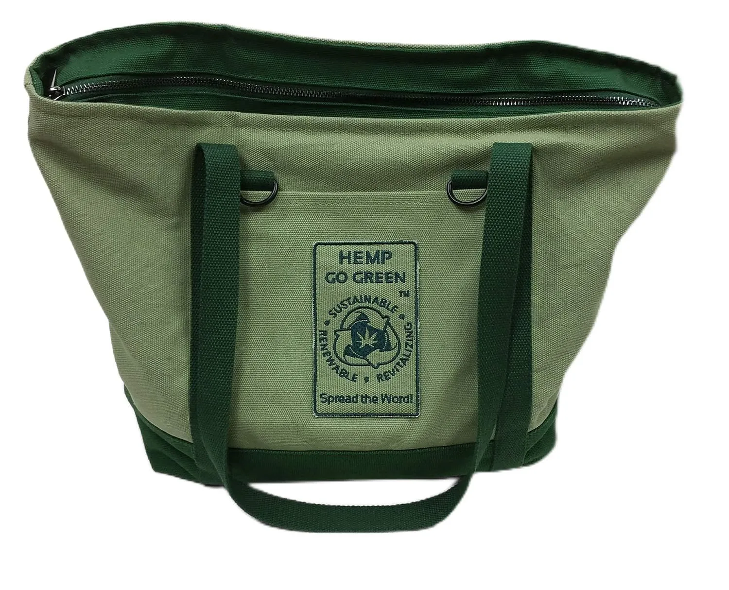 100% Hemp Canvas Washable Heavy-Duty Zippered Tote Bag - Every Day Carry Tote Bag