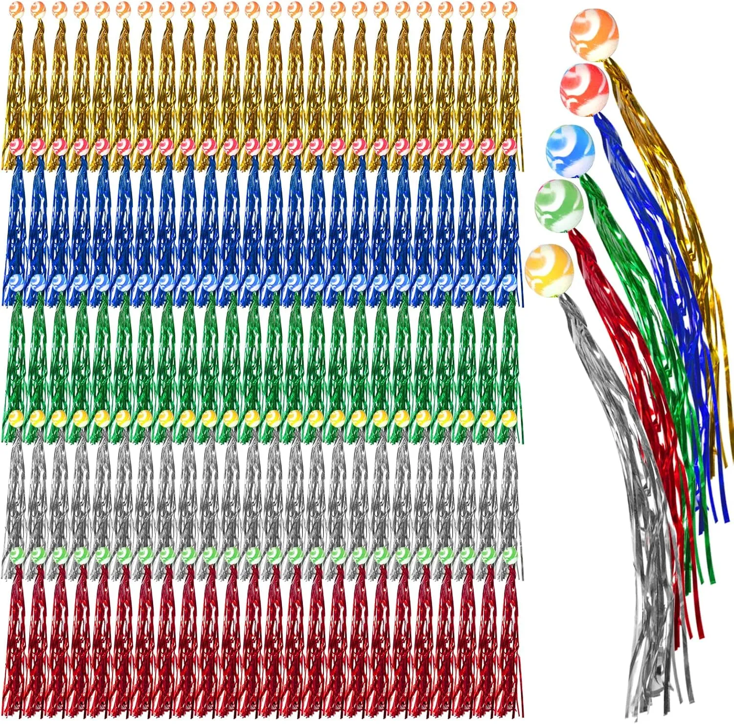120 Pcs Comet Balls Bulk Rubber Bouncy Balls with Colorful Streamers Mini Ball with 5 Colors Tail Goodie Bag Stuffers for School Prizes Kids Birthday Party Supplies（Multicolor）