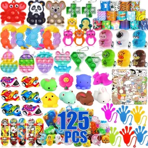 125 Pcs Prizes Treasure Box Toys for Classroom, Party Favors for Kids, Prize Box Toys for Kids Classroom, Pinata Filler, Goodie Bags Stuffers, Treasure Chest Carnival Prizes, Fidget Toys Bulk