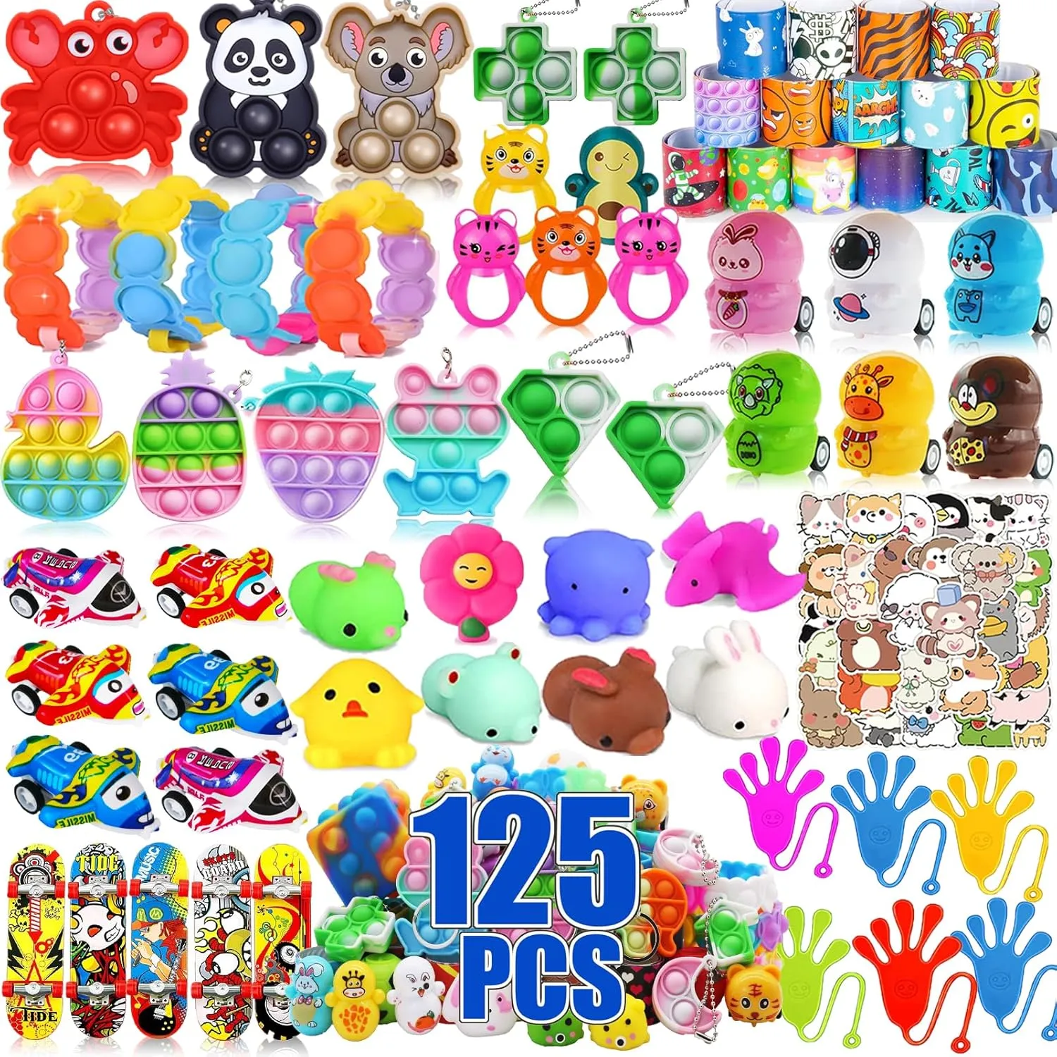 125 Pcs Prizes Treasure Box Toys for Classroom, Party Favors for Kids, Prize Box Toys for Kids Classroom, Pinata Filler, Goodie Bags Stuffers, Treasure Chest Carnival Prizes, Fidget Toys Bulk