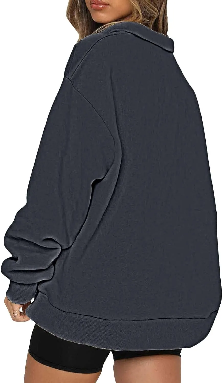 1/4 Zip Up Sweatshirts for Women Fall Fashion 2024 Long Sleeve V Neck Oversized Preppy Clothes Teen Gi