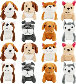 16 Pack Mini Plush Dog Soft Cute Small Dogs Stuffed Animals Bulk Plush Puppy Animals Keychains for Birthday Valentines Easter Animal Themed Party Decor (Color Set 1)