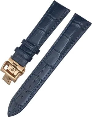 19mm 20mm 21mm 22mm Leather Watchband Compatible with VC Vacheron Leather Strap Constantin Watch Strap Men's Strap Accessories(Black White,19mm)
