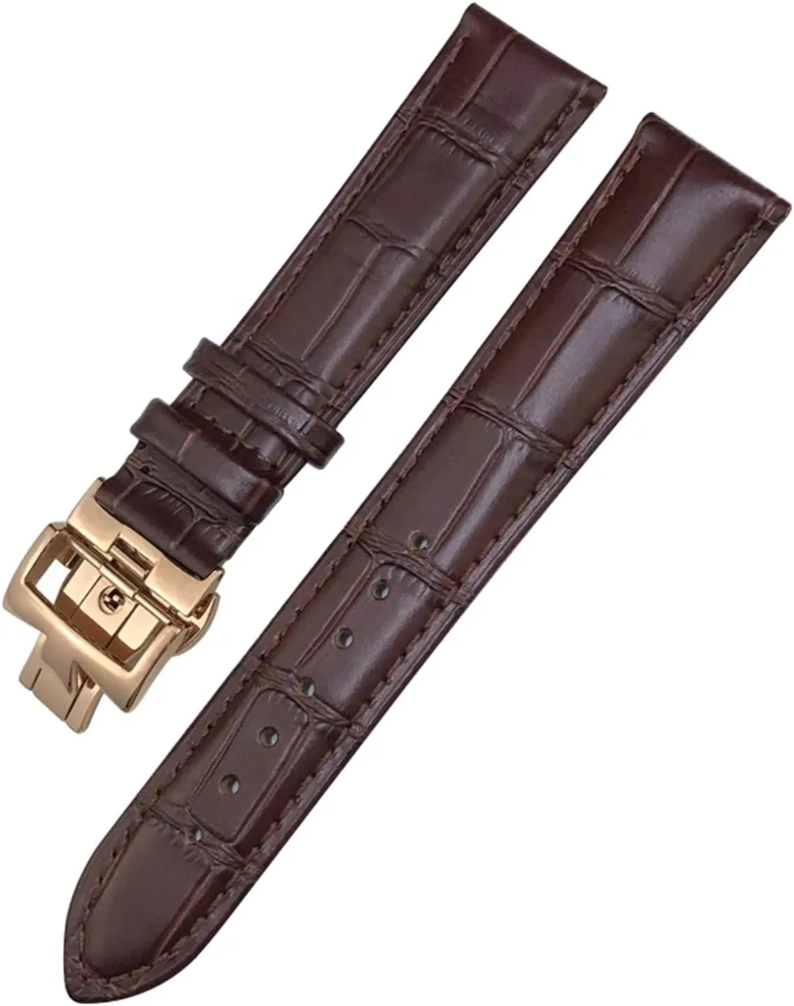 19mm 20mm 21mm 22mm Leather Watchband Compatible with VC Vacheron Leather Strap Constantin Watch Strap Men's Strap Accessories(Black White,19mm)