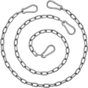 2 Pack Hanging Swing Chain with 4 Carabiners 44in, 660LB Capacity Heavy Duty Hammock Hardware Kit for Punching Bags, Swing Chairs, Indoor & Outdoor Gym (Silver, 44in, 2pcs)