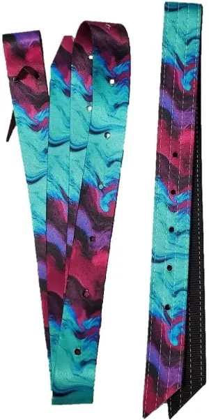 2 pc Tie Dye Color Nylon Cinch Strap-Off Billet Saddle Set