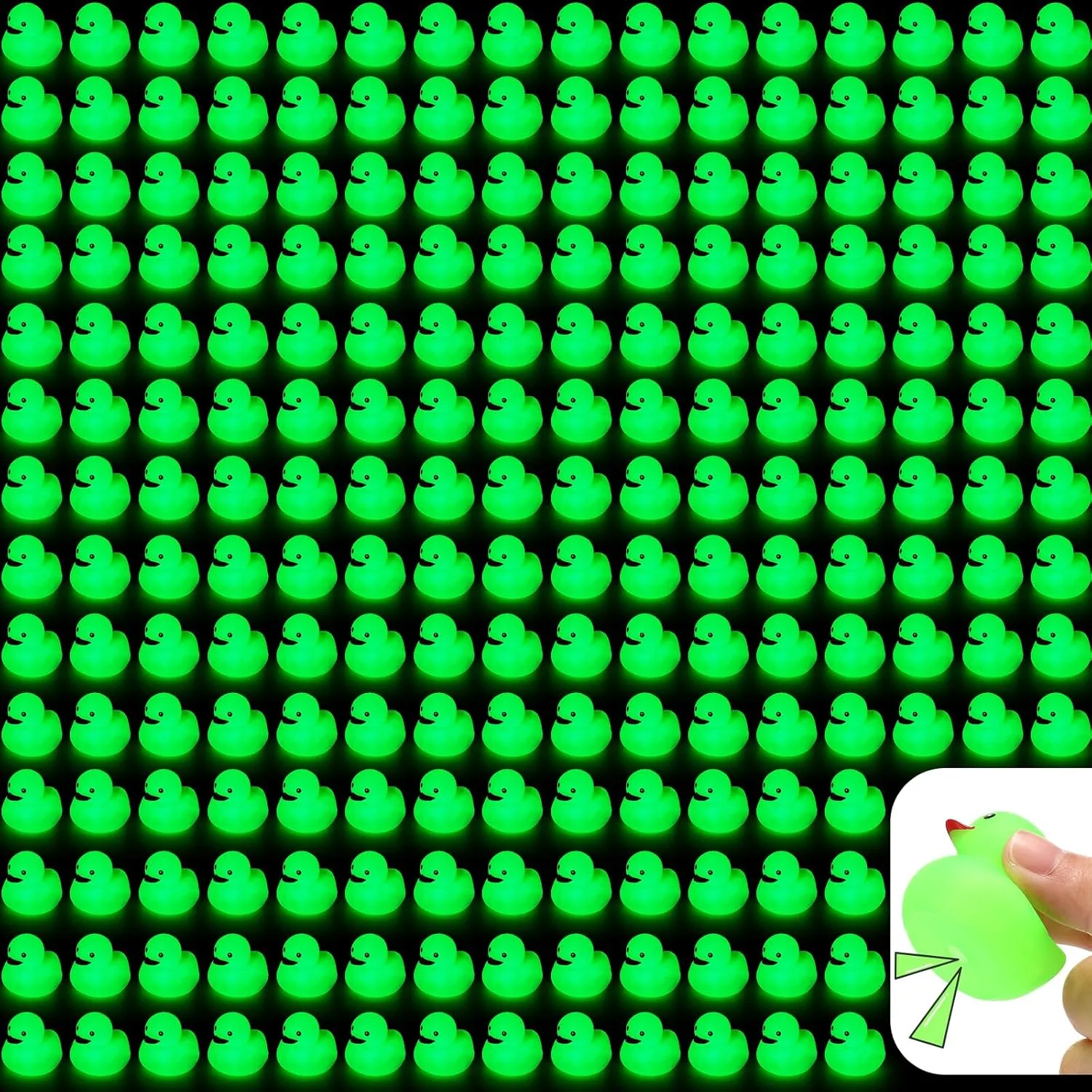 200 Pcs Glow in The Dark Rubber Ducks 1.5 Inch Luminous Mini Rubber Duck Squeaky Floating Light up Bathtub Toys Mini Fluorescent Ducks for Shower Summer Pool Birthday Party