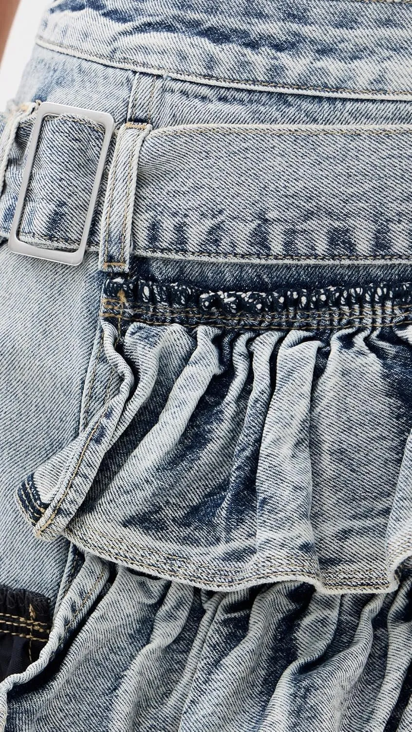 3.1 Phillip Lim Women's Denim Ruffle Mini Skirt