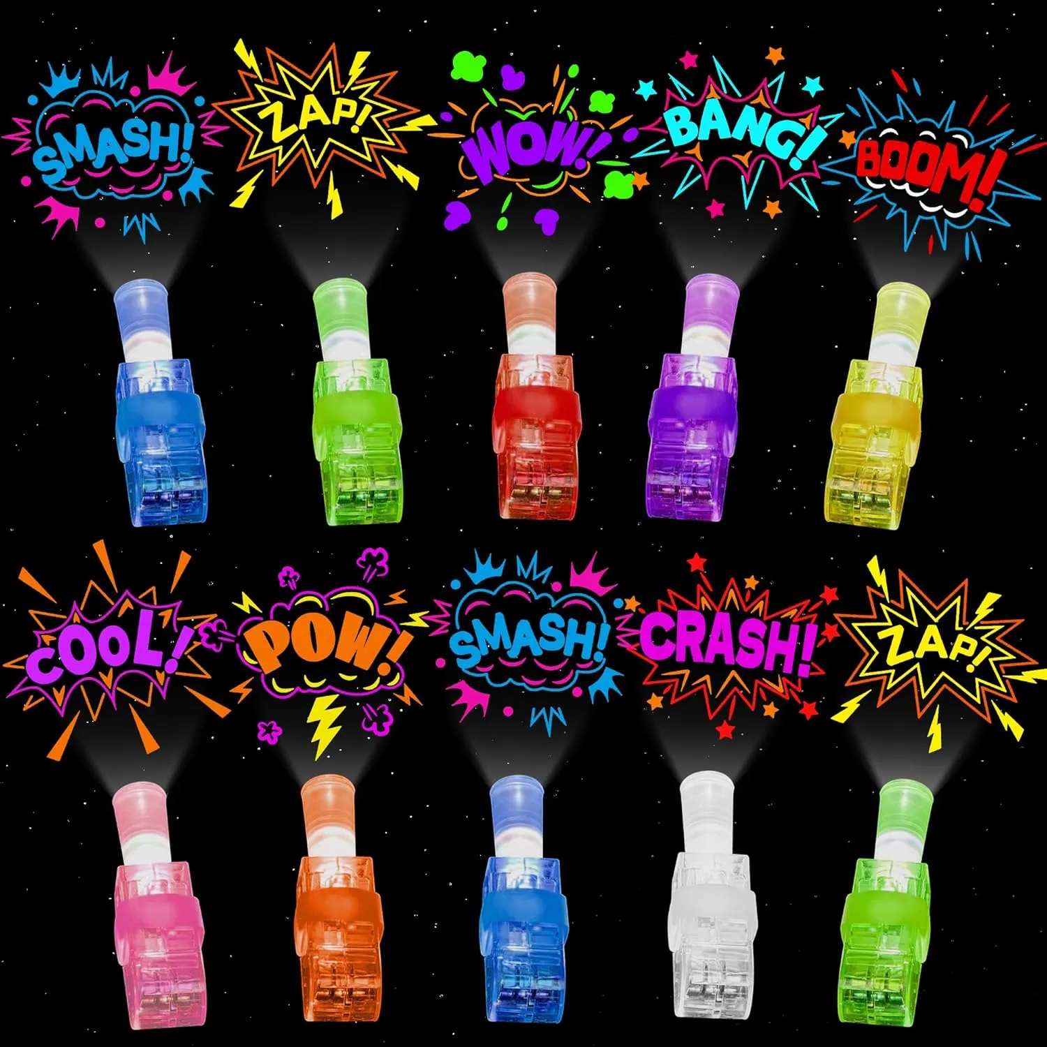 48 PCS Super Hero Party Favors Hero Theme Finger Lights for Kids Bulk Glow in the Dark LED Light Up Toys for Treasure Box Treat Goodie Bags Stuffers Classroom Prizes Superhero Birthday Party Supplies