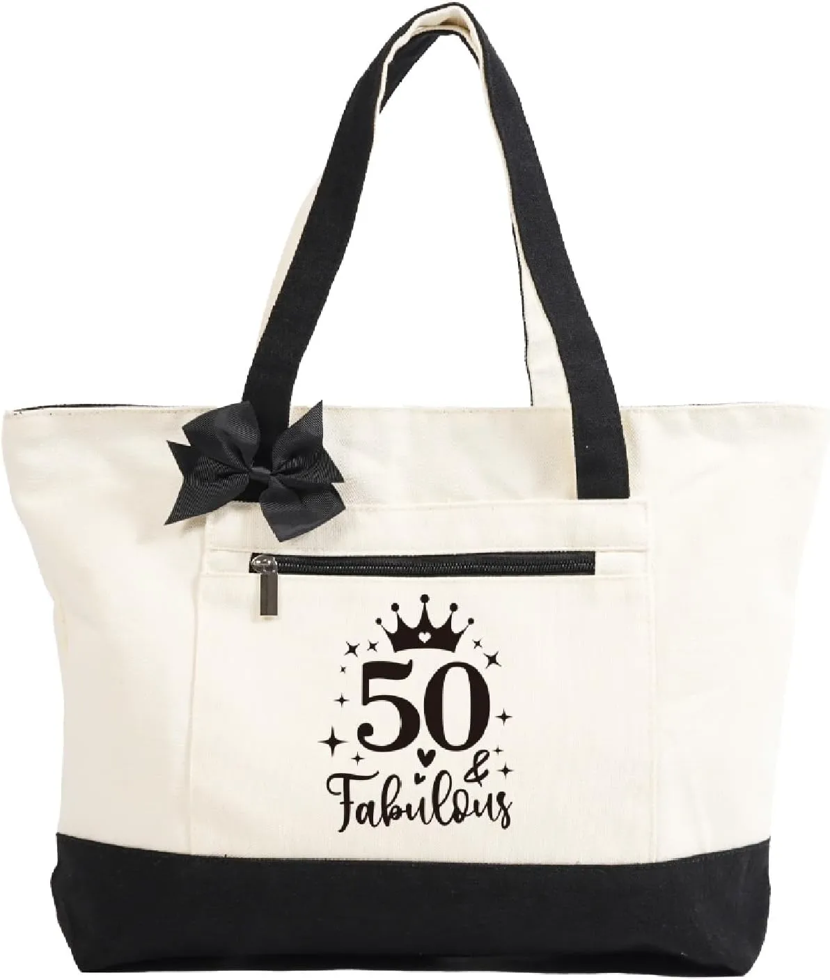 50th Birthday Gifts for Her, Personalized 50th Canvas Tote Bag, 50 Year Old Birthday Decorations for Women, Unique 50 Bday Gifts Idea for Friends, Daughter, Sister Mom - Turning 50 Present