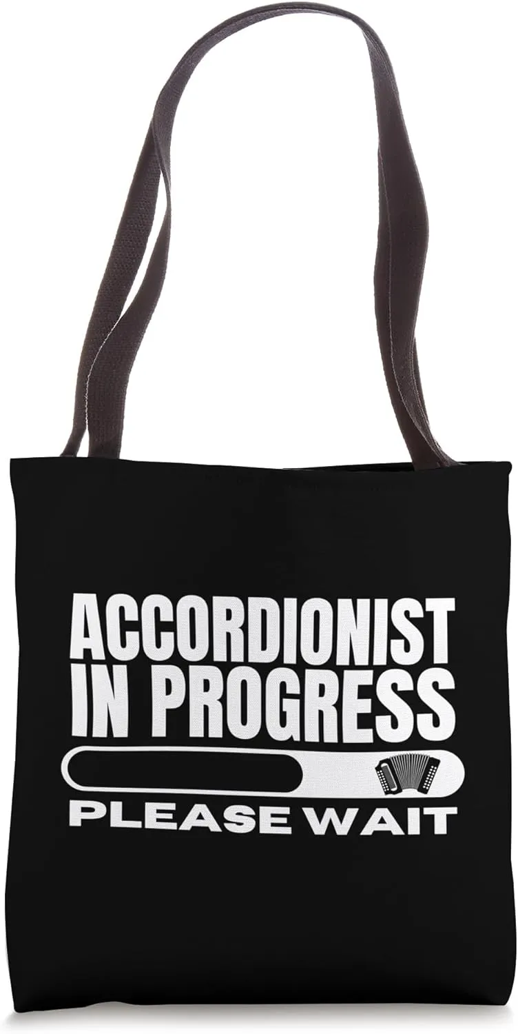 Accordionist In Progress Loading Funny Accordion Tote Bag