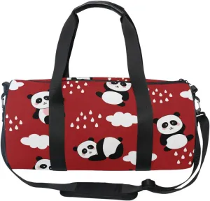 Acpiggto Gym Bag Sports Duffel Bag Panda Red Black Cloud Sky Rain Drops Cute Animal for Women Men Boys Girls Travel Luggage Bag Weekender Tote Sling Shoulder Backpack