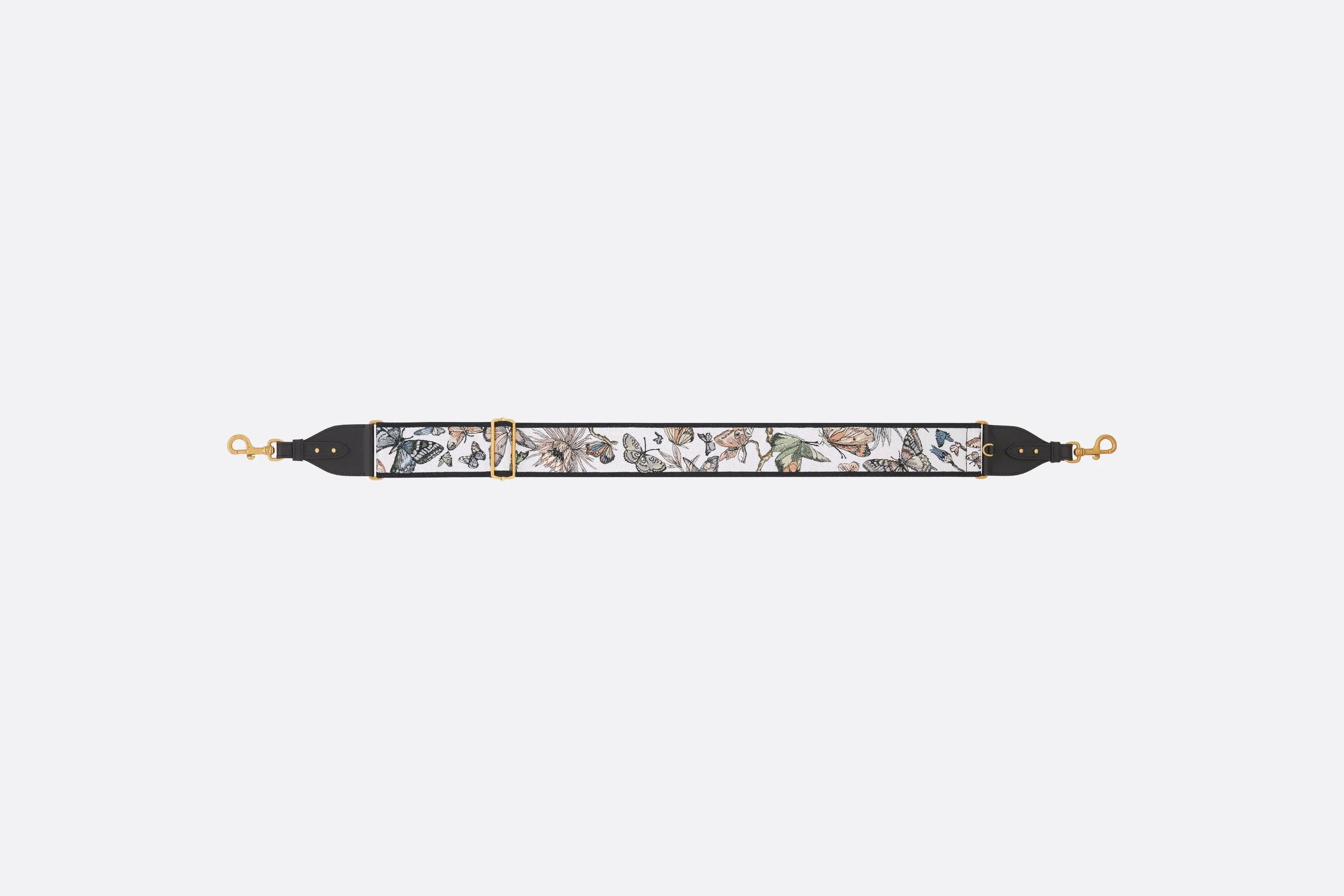 Adjustable Shoulder Strap with Ring • White Multicolor Toile de Jouy Mexico Embroidery