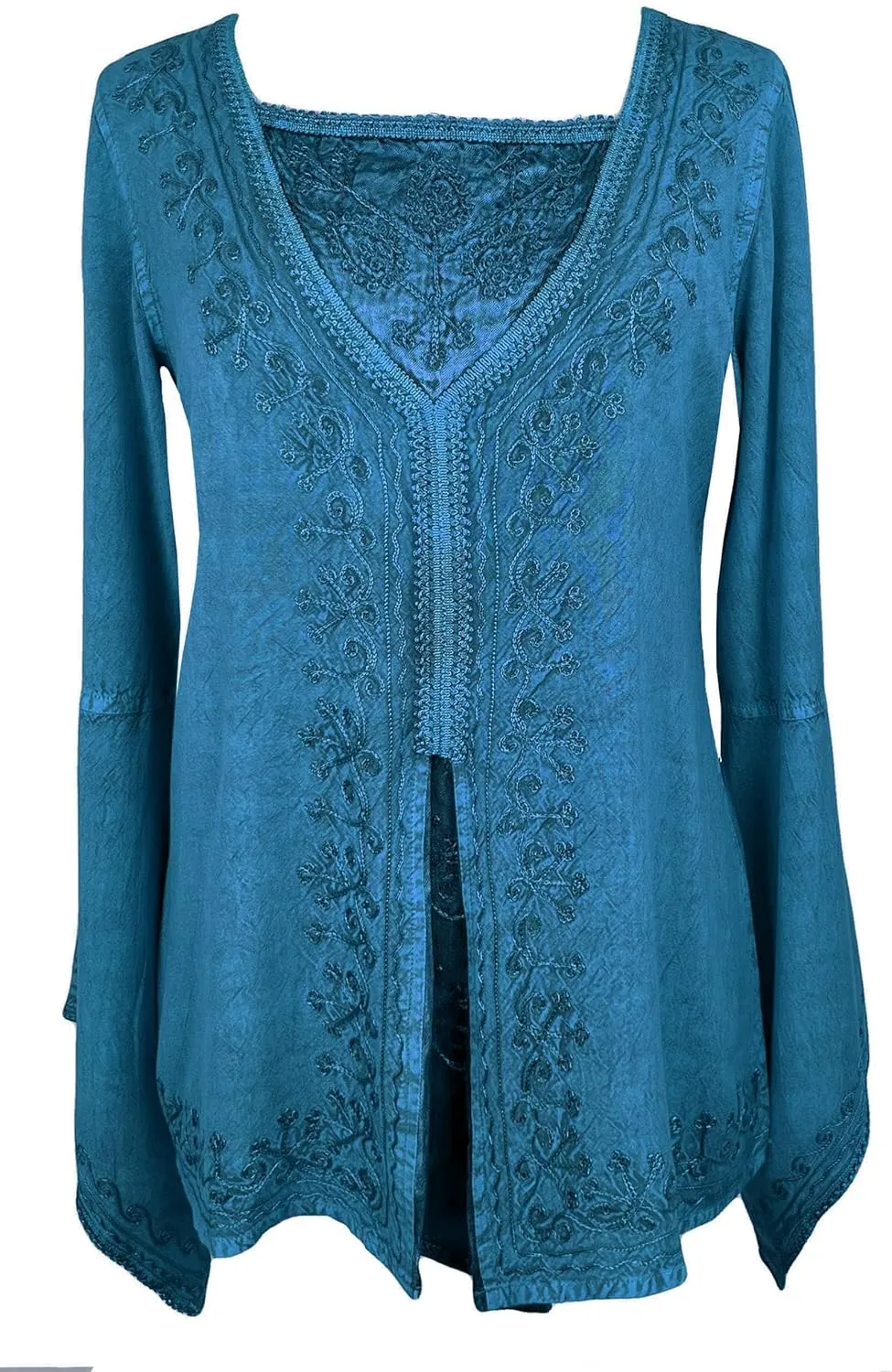 Agan Traders Women’s 2025 Summer Long Bell Sleeve Embroidered Blouse - Elegant Tunic Bohemian Dress Tops for Women