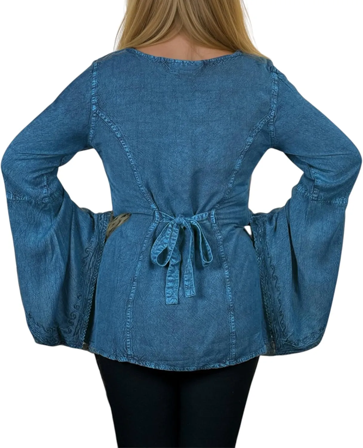 Agan Traders Women’s 2025 Summer Long Bell Sleeve Embroidered Blouse - Elegant Tunic Bohemian Dress Tops for Women