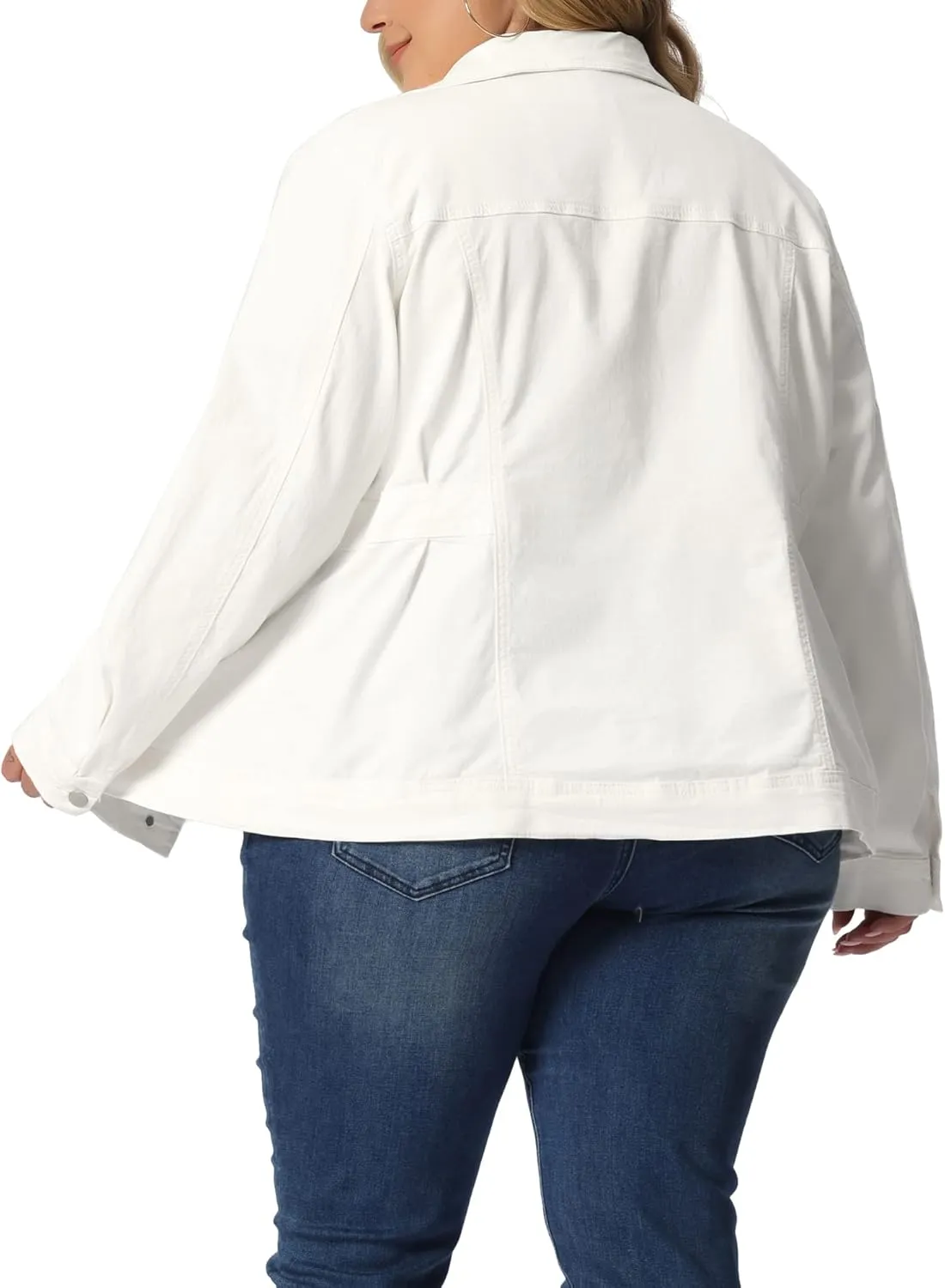 Agnes Orinda Plus Size Denim Jacket for Women Long Sleeve Button Down Washed Front Trucker Jean Jacket 2025 Western Outfit