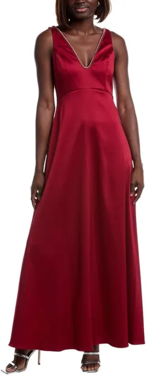 Aidan Mattox Embellished Neckline A-Line Gown