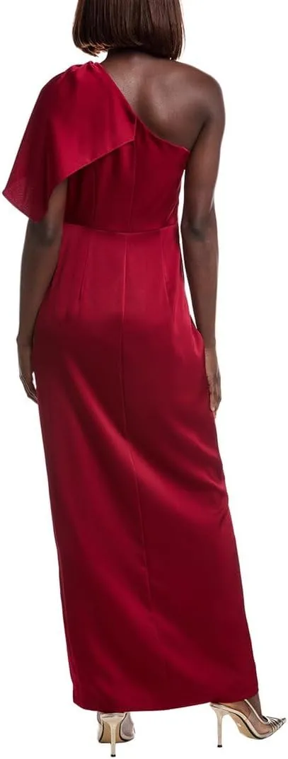 Aidan Mattox Satin One-Shoulder Gown
