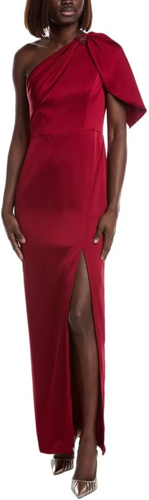 Aidan Mattox Satin One-Shoulder Gown