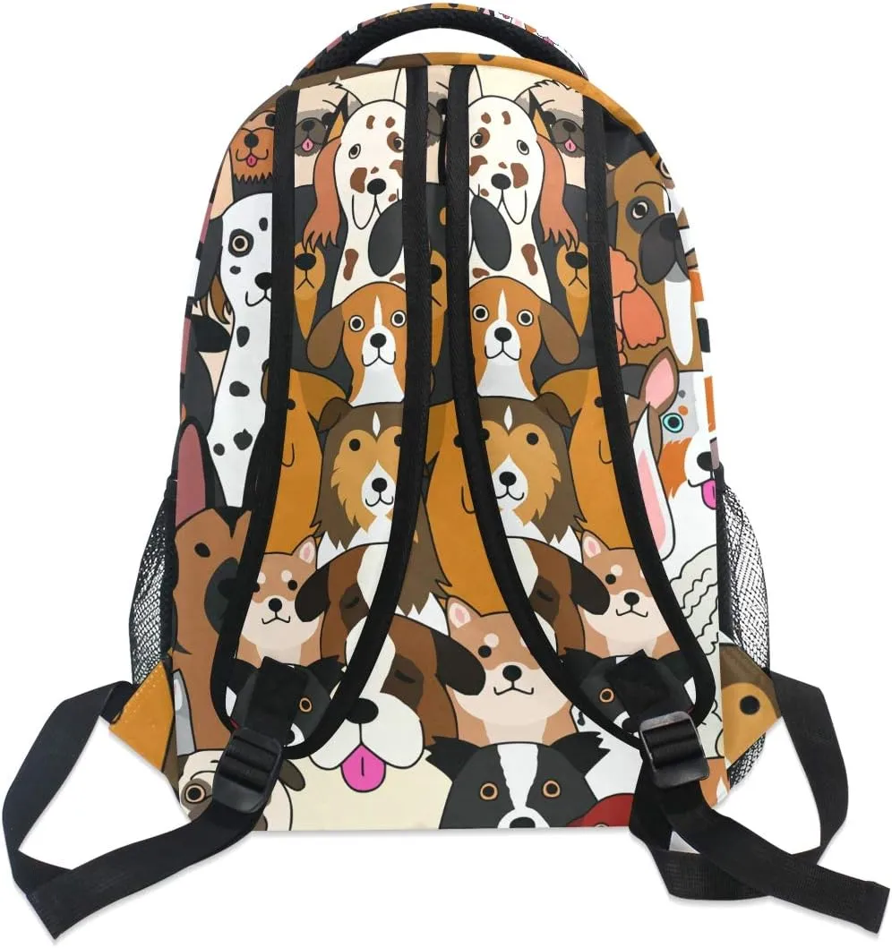 ALAZA Cute Doodle Dog Print Animal Large Backpack for Kids Boys Girl School Personalized Laptop iPad Tablet Travel School Bag with Multiple Pockets