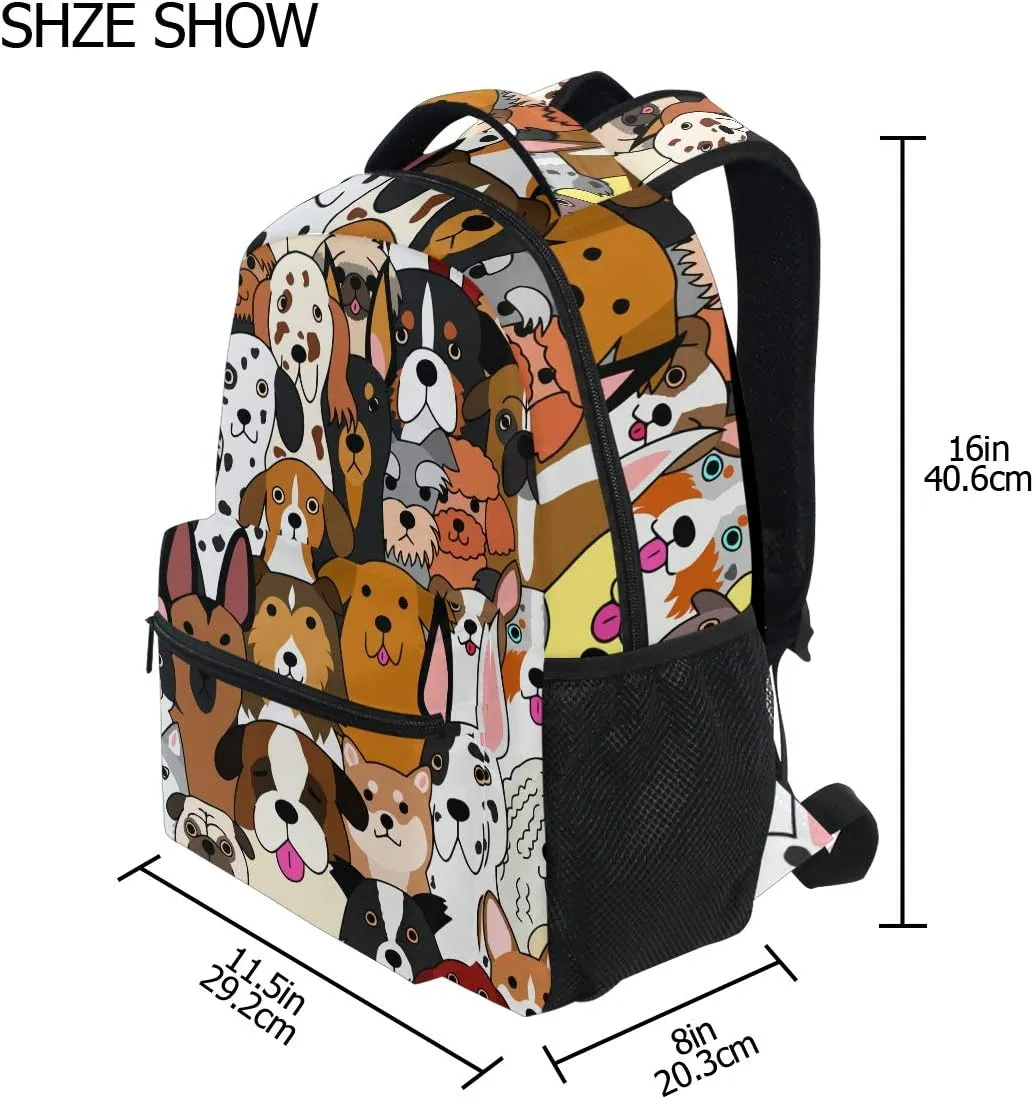 ALAZA Cute Doodle Dog Print Animal Large Backpack for Kids Boys Girl School Personalized Laptop iPad Tablet Travel School Bag with Multiple Pockets