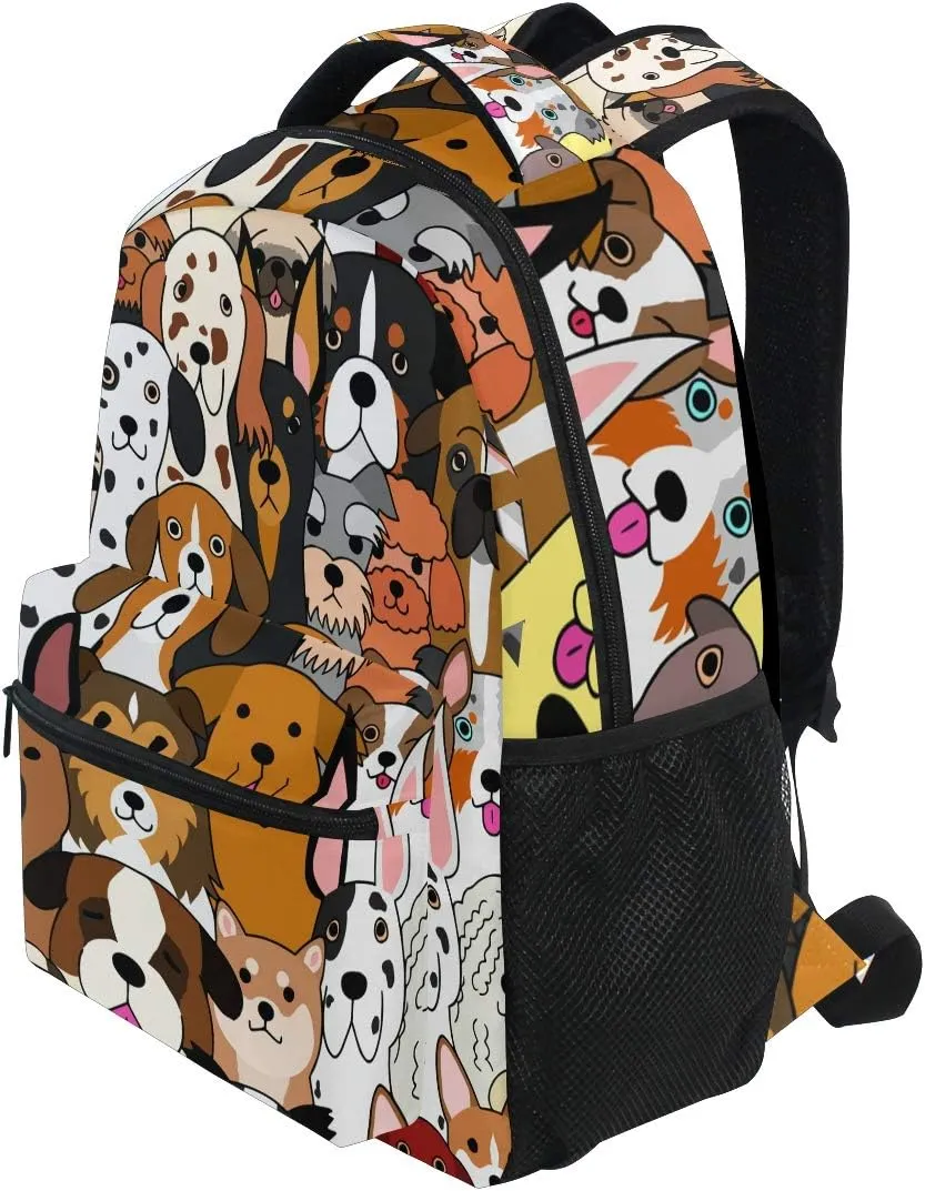 ALAZA Cute Doodle Dog Print Animal Large Backpack for Kids Boys Girl School Personalized Laptop iPad Tablet Travel School Bag with Multiple Pockets