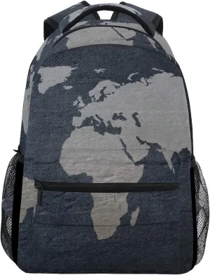 ALAZA Grunge Old Navy World Map Large Backpack Laptop iPad Tablet Travel School Bag w/Multiple Pockets for Men Women College