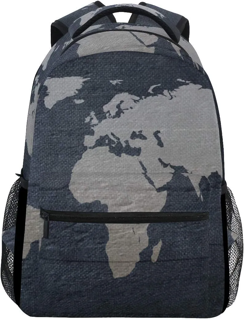 ALAZA Grunge Old Navy World Map Large Backpack Laptop iPad Tablet Travel School Bag w/Multiple Pockets for Men Women College
