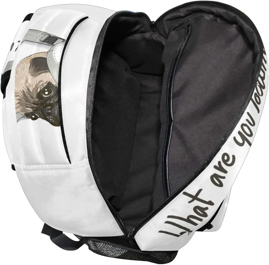 ALAZA Pug Dog Print Puppy Funny Quote Large Backpack for Kids Boys Girls Student Personalized Laptop iPad Tablet Travel School Bag with Multiple Pockets