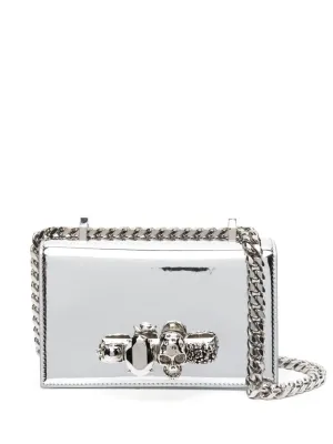 Alexander Mc Queen Mini Jewelled Satchel Metallic Effect Crossbody Bag