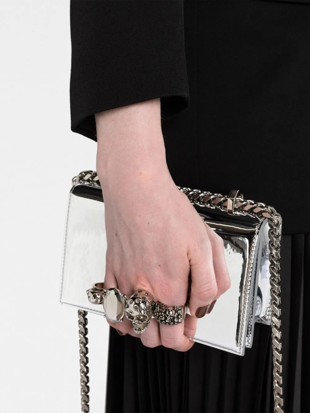 Alexander Mc Queen Mini Jewelled Satchel Metallic Effect Crossbody Bag