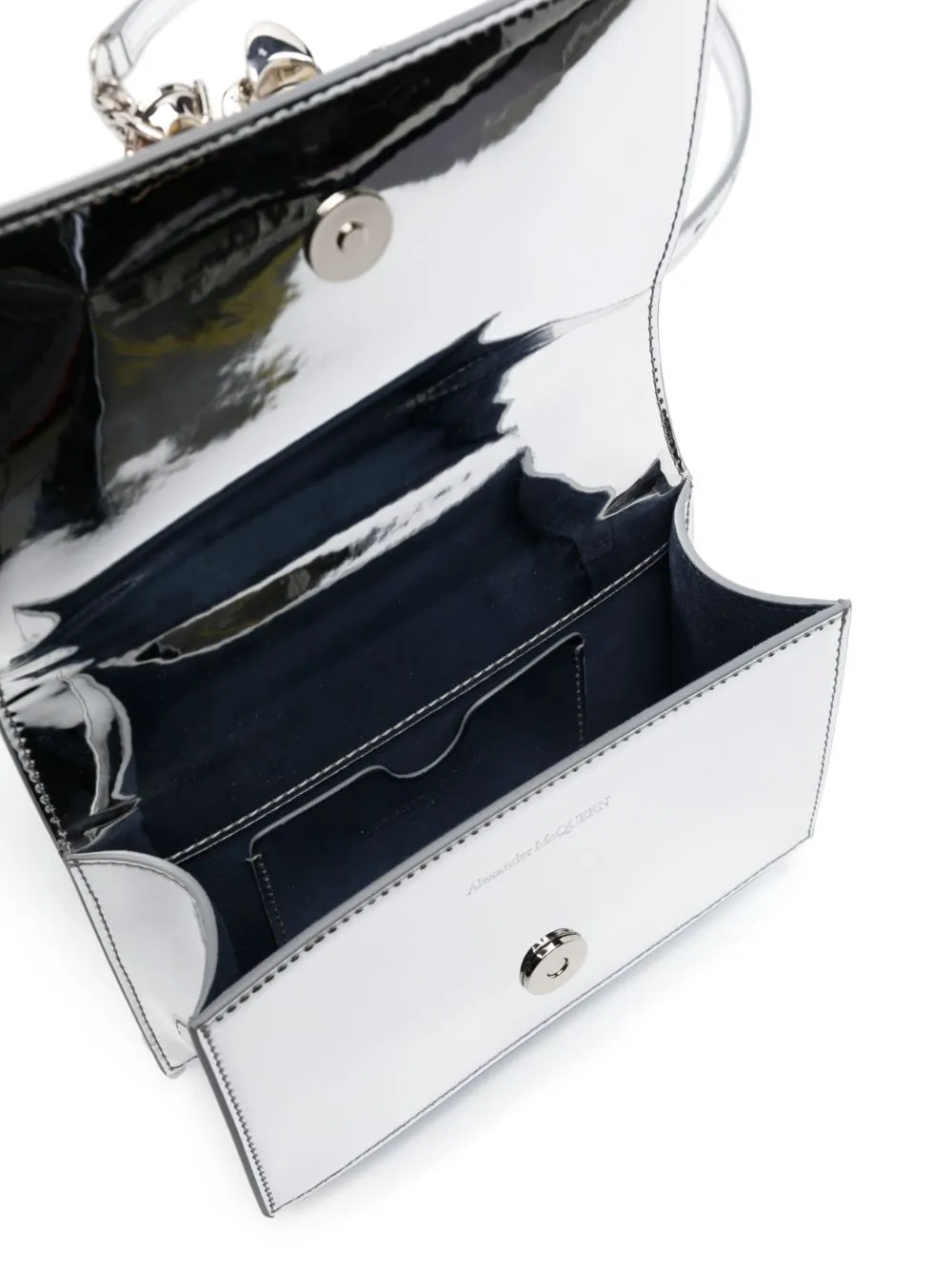 Alexander Mc Queen Mini Jewelled Satchel Metallic Effect Crossbody Bag