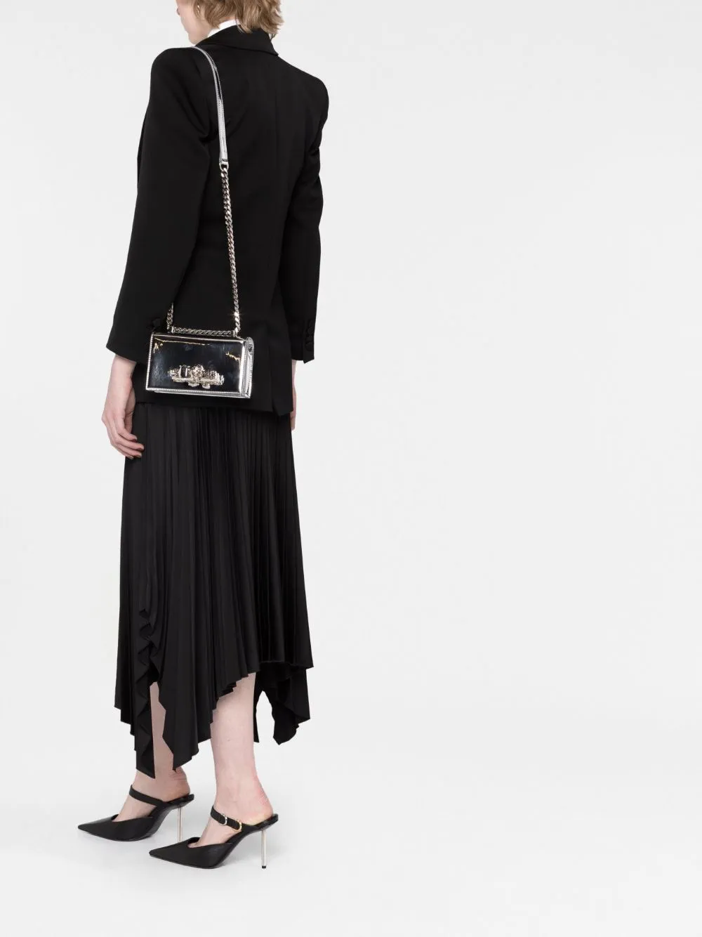 Alexander Mc Queen Mini Jewelled Satchel Metallic Effect Crossbody Bag