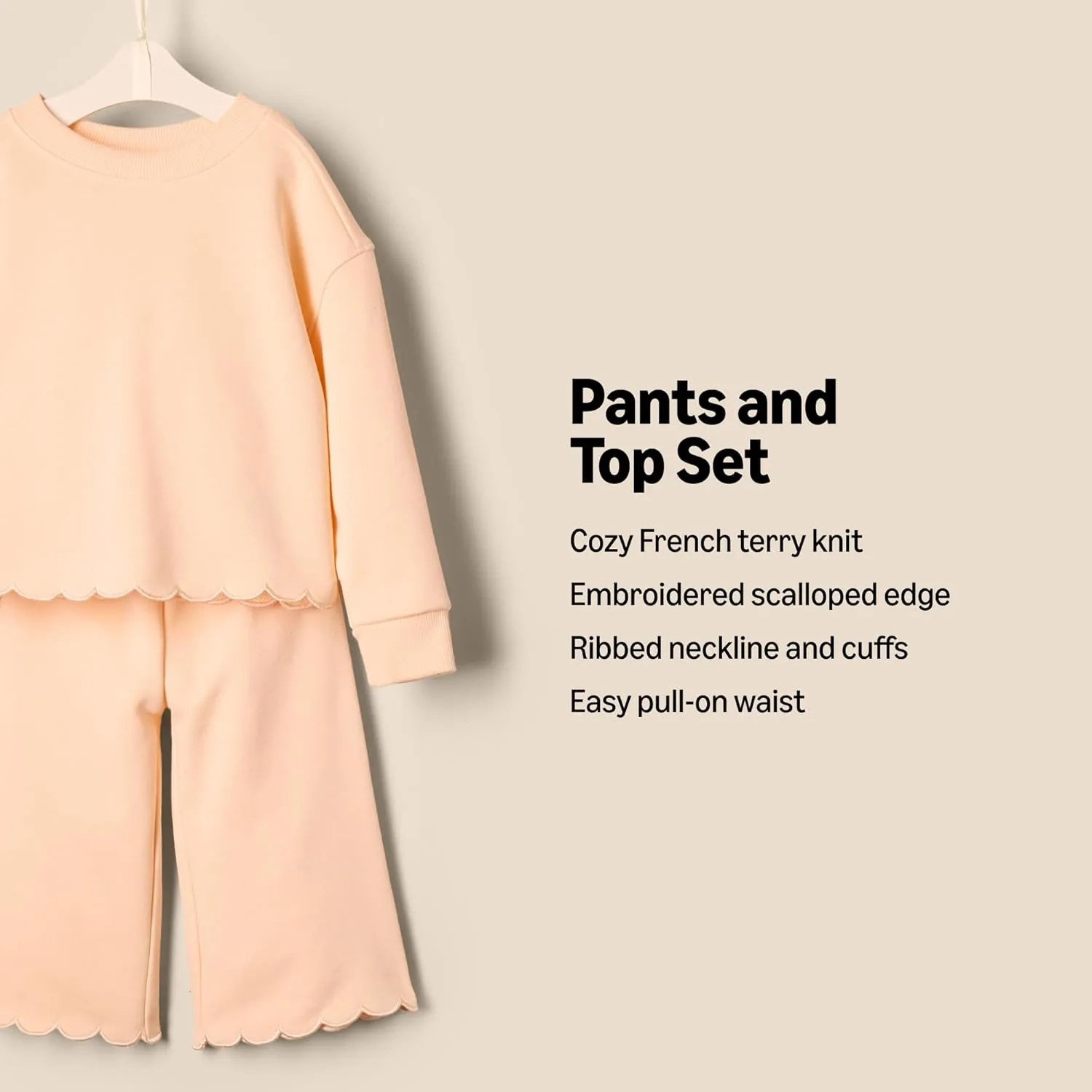 Amazon Essentials x Sofia Grainge Toddlers and Baby Girls' French Terry Pant and Top Set