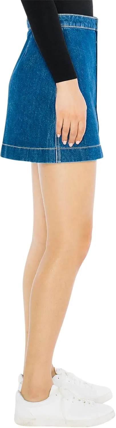 American Apparel Women's Denim Button Front A-line Mini Skirt