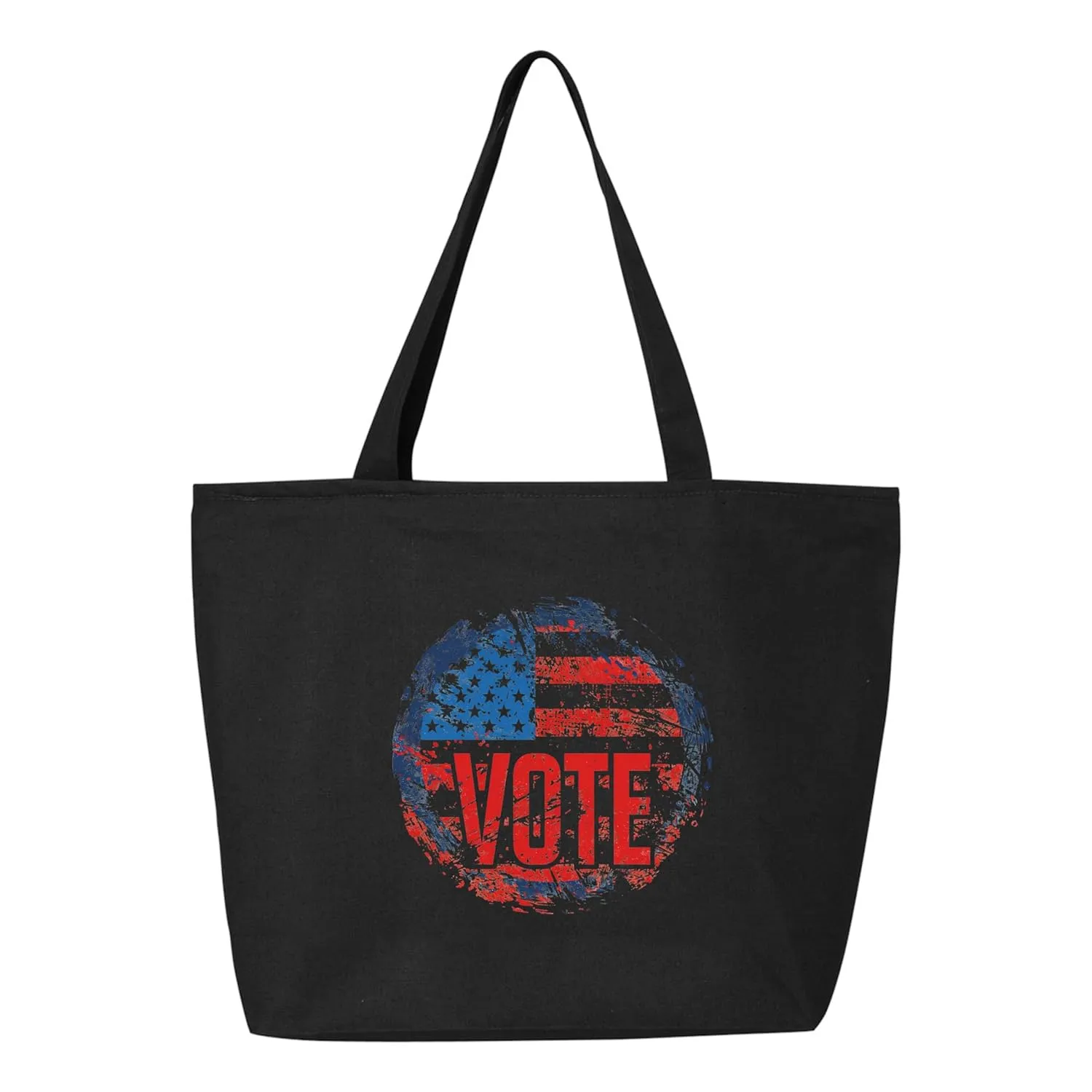 American Flag Vote 2024 Zippered Canvas Bag, Election Gift Rope Bag, Vote Gift Tri Color Tote Bag, Politics Gift (Zippered Canvas Bag 25L 20"W x 15"H x 5"D. 25" self-fabric handle. 11" handle drop.)