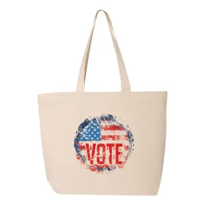American Flag Vote 2024 Zippered Canvas Bag, Election Gift Rope Bag, Vote Gift Tri Color Tote Bag, Politics Gift (Zippered Canvas Bag 25L 20"W x 15"H x 5"D. 25" self-fabric handle. 11" handle drop.)