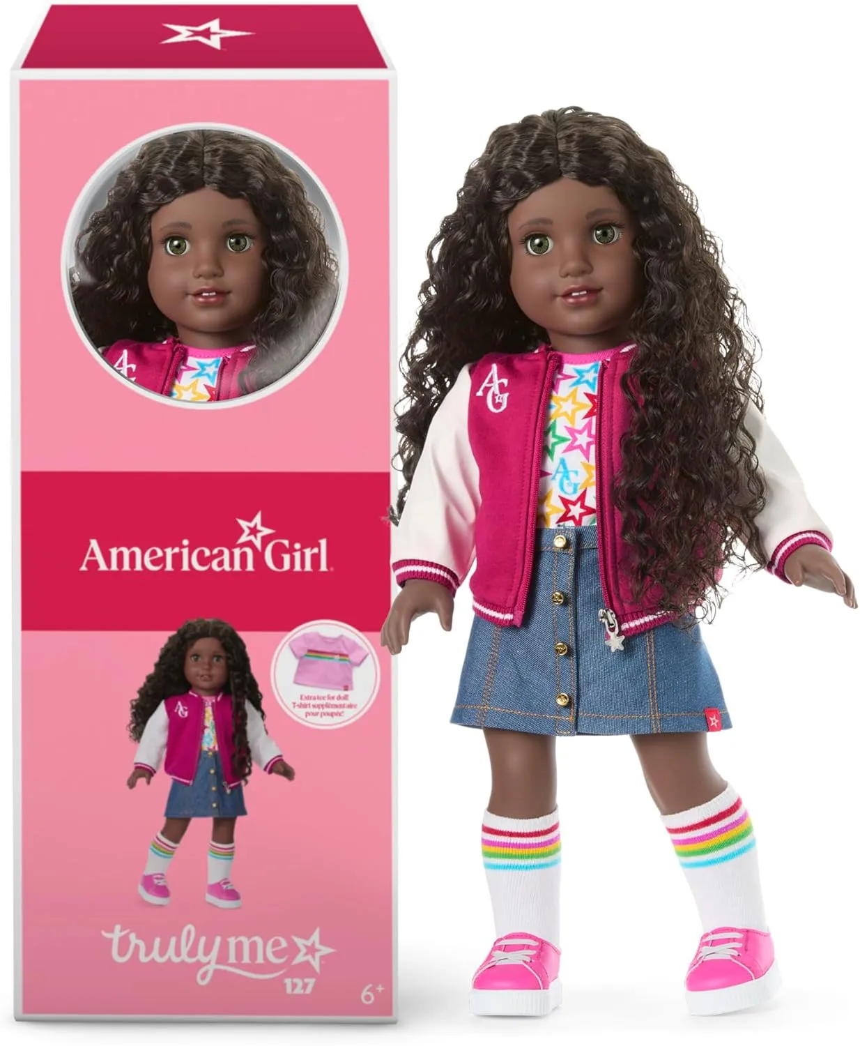 American Girl, Truly Me 18-inch Doll #127 with Hazel Eyes, Curly Dark-Brown Hair, Very Deep Skin, for Ages 6 