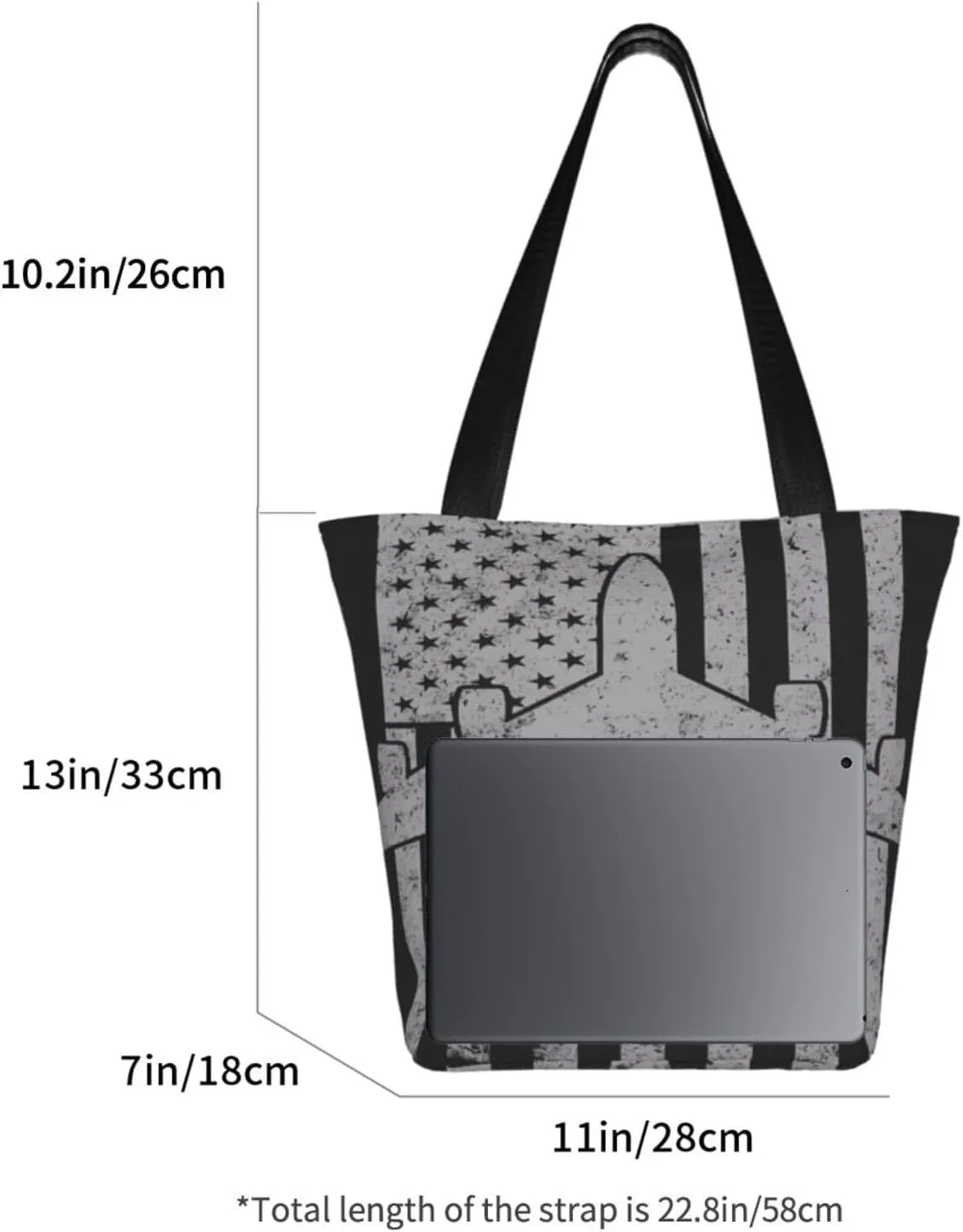American Motorcycle Flag Dirt Bike Women's Tote Bag Shoulder Bag Shopping Handbag Large Capacity Handbag With Zipper