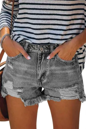 Angerella Women's Denim Shorts Mid Rise Ripped Jean Short
