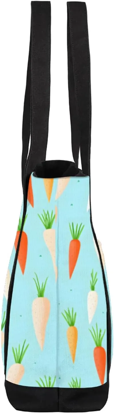 Animal Giraffe Canvas Tote Bag Casual Shoulder Handbag Large Shopping Bags With 5 Pocket Carry On Weekender Backpack