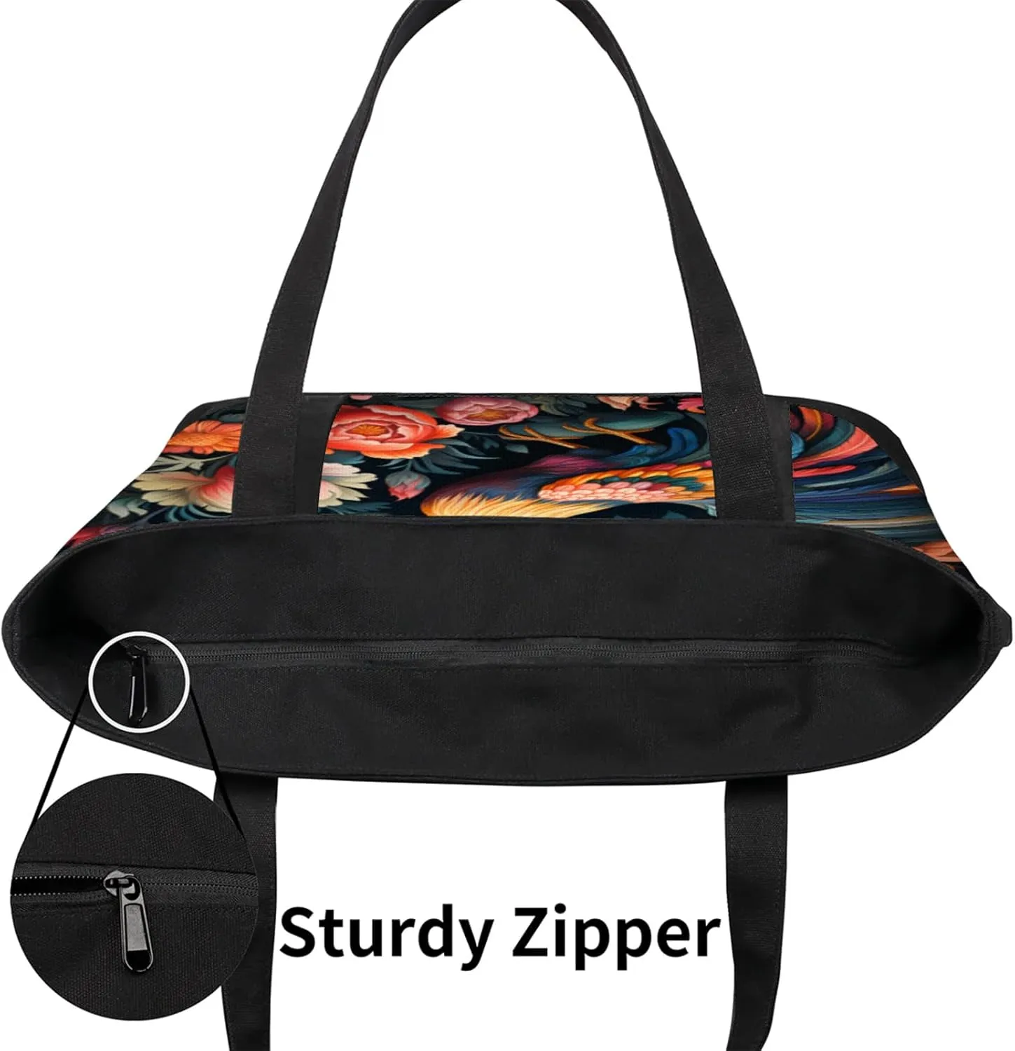Animal Giraffe Canvas Tote Bag Casual Shoulder Handbag Large Shopping Bags With 5 Pocket Carry On Weekender Backpack