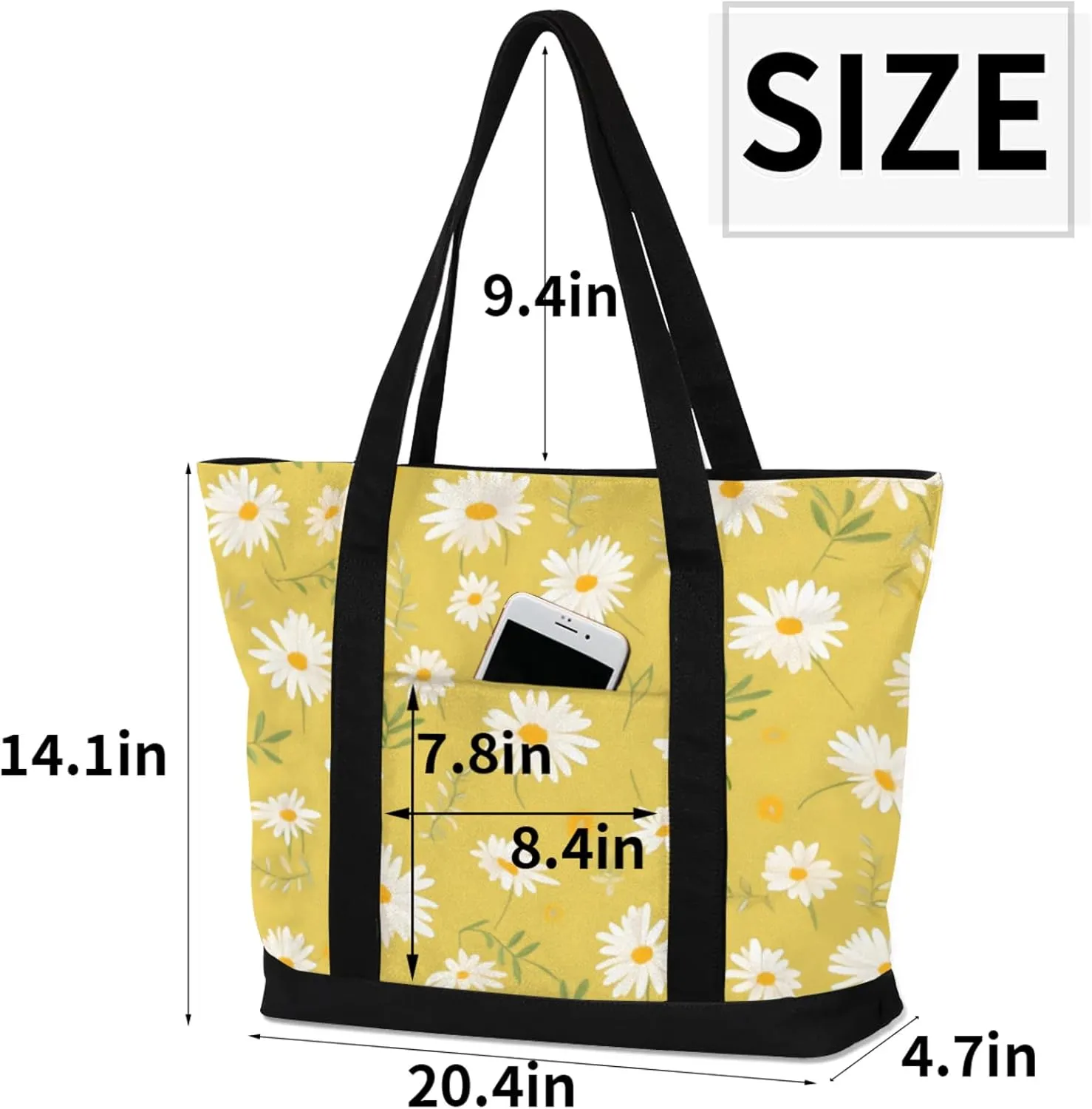 Animal Giraffe Canvas Tote Bag Casual Shoulder Handbag Large Shopping Bags With 5 Pocket Carry On Weekender Backpack
