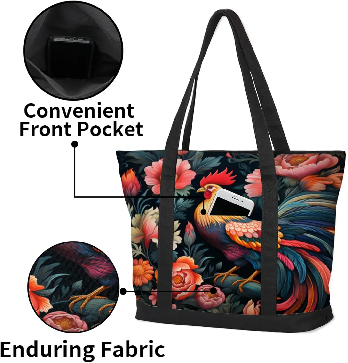 Animal Giraffe Canvas Tote Bag Casual Shoulder Handbag Large Shopping Bags With 5 Pocket Carry On Weekender Backpack