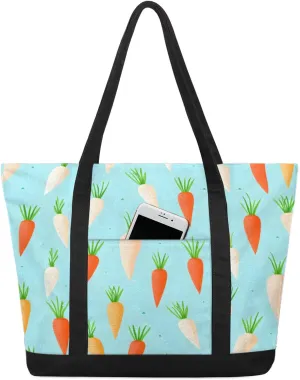 Animal Giraffe Canvas Tote Bag Casual Shoulder Handbag Large Shopping Bags With 5 Pocket Carry On Weekender Backpack