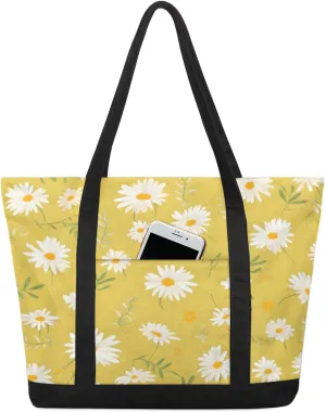 Animal Giraffe Canvas Tote Bag Casual Shoulder Handbag Large Shopping Bags With 5 Pocket Carry On Weekender Backpack