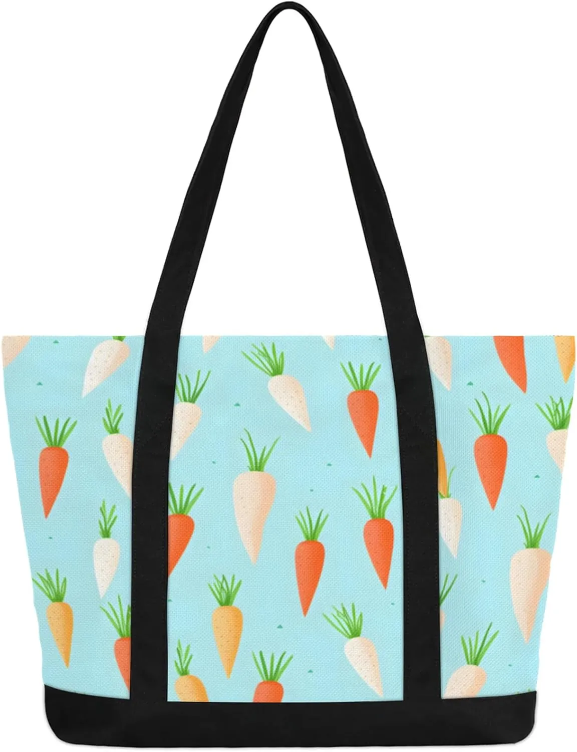 Animal Giraffe Canvas Tote Bag Casual Shoulder Handbag Large Shopping Bags With 5 Pocket Carry On Weekender Backpack