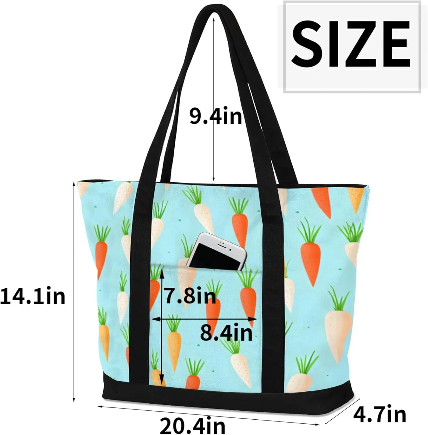 Animal Giraffe Canvas Tote Bag Casual Shoulder Handbag Large Shopping Bags With 5 Pocket Carry On Weekender Backpack