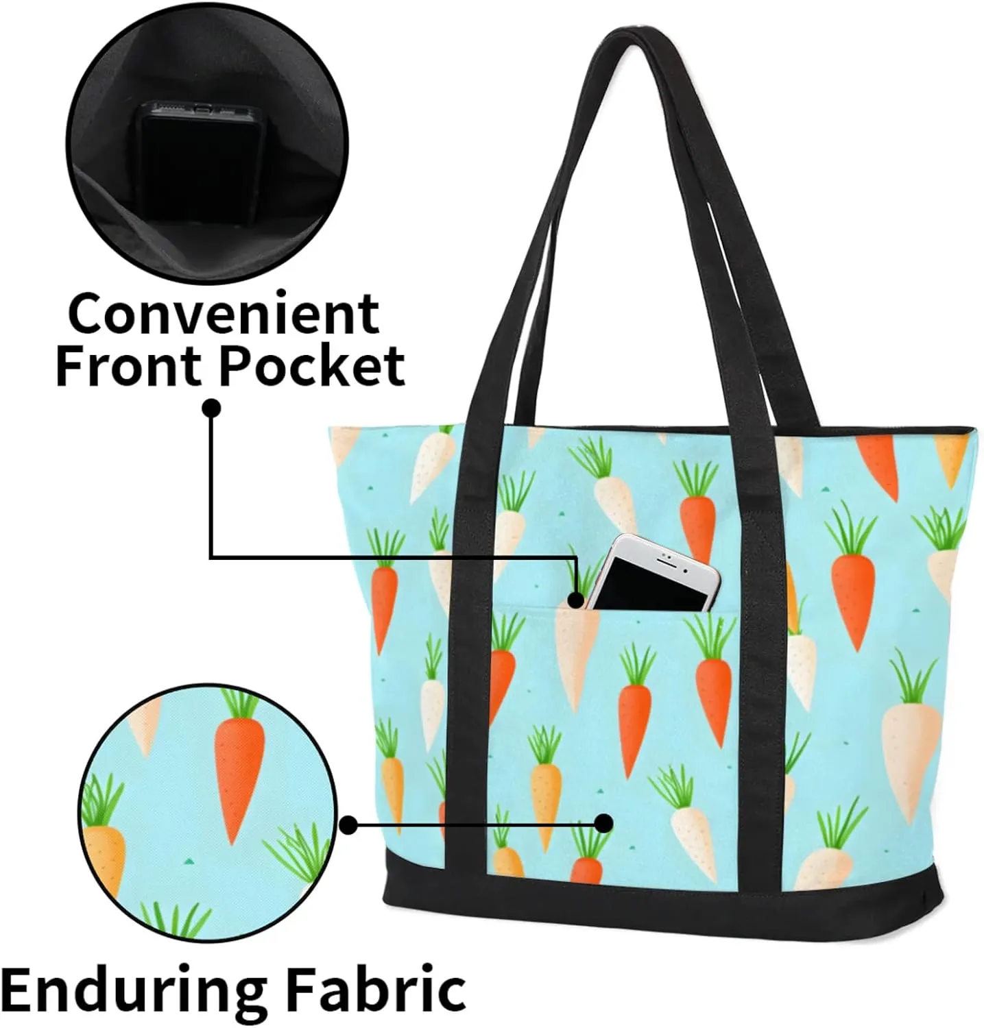 Animal Giraffe Canvas Tote Bag Casual Shoulder Handbag Large Shopping Bags With 5 Pocket Carry On Weekender Backpack