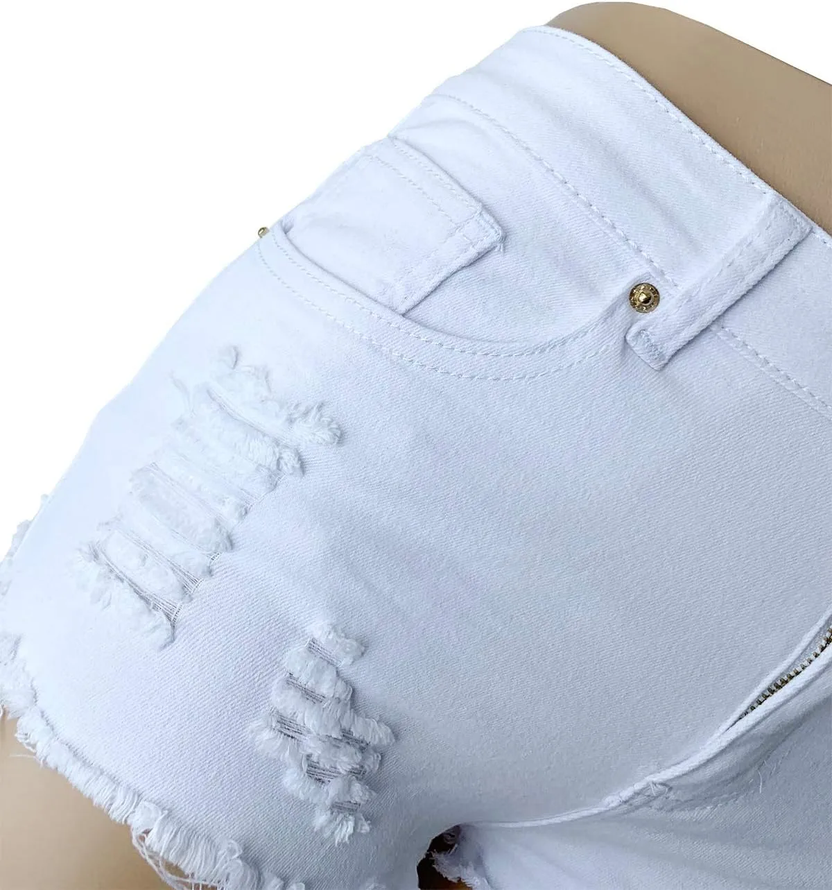 Aodrusa Womens Ripped Denim Shorts Mid Rise Body Enhancing Curvy Cutoff Distressed Jeans